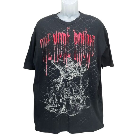 One More Round Other - One More Round Men's 2XL Black MMA Graphic Cage Fighting T-shirt 100% Cotton Y2K